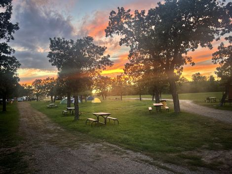 tent camping at days end campground Sturgis South Dakota